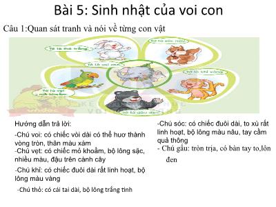 Bài giảng môn Tiếng Việt Khối 1 - Bài 5: Sinh nhật của voi con