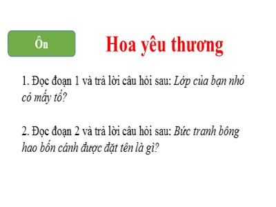 Bài giảng Tiếng Việt Lớp 1 - Bài 2: Cây bàng và lớp học