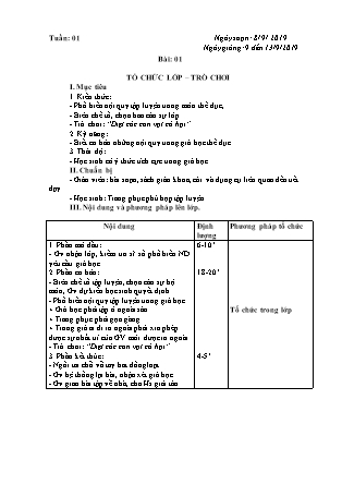 Giáo án Giáo dục thể chất Lớp 1 - Bài 1: Tổ chức lớp – Trò chơi