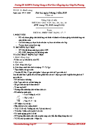 Giáo án Các môn Lớp 1 - Tuần 21 - Năm học 2019-2020 - Giáp Thị Phương