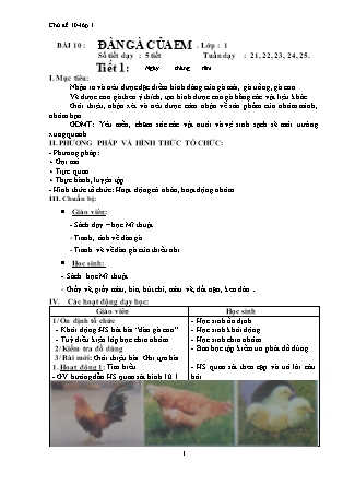 Giáo án Mĩ thuật Lớp 1 - Bài 10: Đàn gà của em - Trường Tiểu học Nguyễn Văn Trỗi