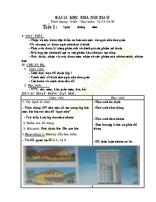 Giáo án Mĩ thuật Lớp 1 - Bài 13: Khu nhà nơi em ở - Trường Tiểu học Nguyễn Văn Trỗi