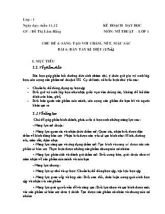 Giáo án Mĩ thuật Lớp 1 (Cánh diều) - Bài 6: Bàn tay kì diệu - Đỗ Thị Lâm Hằng