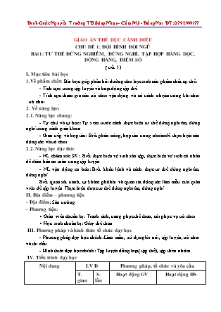 Giáo án Thể chất Lớp 1 (Cánh diều) - Chương trình cả năm - Trường Tiểu học Sông Nhạn