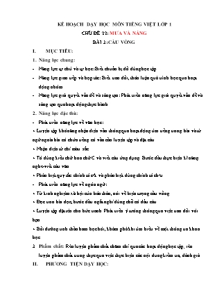Kế hoạch bài dạy môn Tiếng Việt Lớp 1 (Chân trời sáng tạo) - Chủ đề 22: Mưa và nắng - Bài 3: Cầu vồng