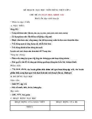 Kế hoạch bài dạy môn Tiếng Việt Lớp 1 (Chân trời sáng tạo) - Chủ đề 19: Ngàn hoa khoe sắc - Bài 5: Ôn tập và kể chuyện
