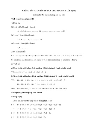 Những bài toán rèn tư duy cho học sinh lớp 1