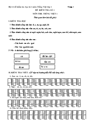 Bộ 14 đề kiểm tra học kì 1 môn Tiếng Việt lớp 1