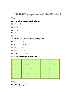 Bộ đề thi Violympic Toán Lớp 1 - Năm 2015-2016