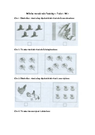 Đề kiểm tra cuối tuần môn Toán Lớp 1 - Tuần 1 - Đề 1