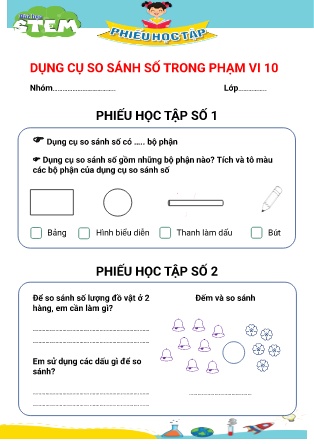 Bài học STEM Lớp 1 - Phiếu học tập: Dụng cụ so sánh số trong phạm vi 10