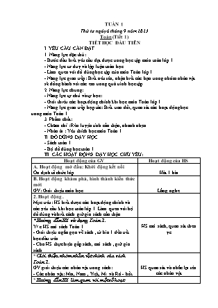 Kế hoạch bài dạy Lớp 1 - Tuần 1 (Thứ 4+5+6) - Năm học 2023-2024 - Trần Thị Hảo