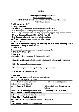 Kế hoạch bài dạy Lớp 1 - Tuần 11 (Thứ 2+3+4) - Năm học 2022-2023 - Nguyễn Thị Hải Trường