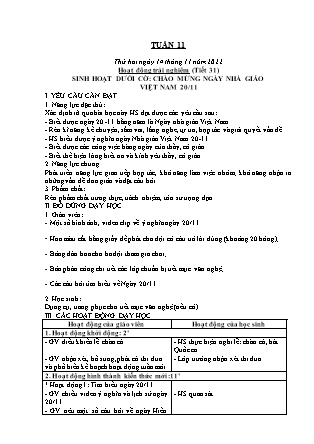 Kế hoạch bài dạy Lớp 1 - Tuần 11 (Thứ 2+3+4) - Năm học 2022-2023 - Trần Thị Hảo
