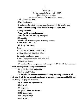 Kế hoạch bài dạy Lớp 1 - Tuần 12 - Năm học 2021-2022 - Nguyễn Thị Lê