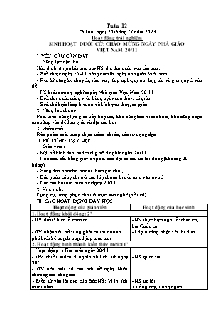 Kế hoạch bài dạy Lớp 1 - Tuần 12 (Thứ 2+3+4) - Năm học 2023-2024 - Hoàng Thị Hồ Lam