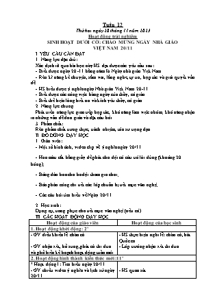 Kế hoạch bài dạy Lớp 1 - Tuần 12 (Thứ 2+3+4) - Năm học 2023-2024 - Trần Thị Hảo