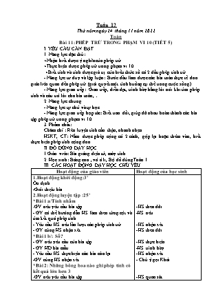 Kế hoạch bài dạy Lớp 1 - Tuần 12 (Thứ 5+6) - Năm học 2022-2023 - Hoàng Thị Hồ Lam