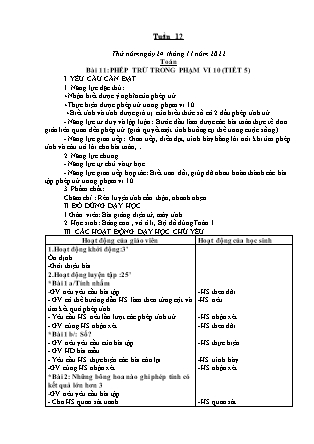 Kế hoạch bài dạy Lớp 1 - Tuần 12 (Thứ 5+6) - Năm học 2022-2023 - Nguyễn Thị Hải Trường