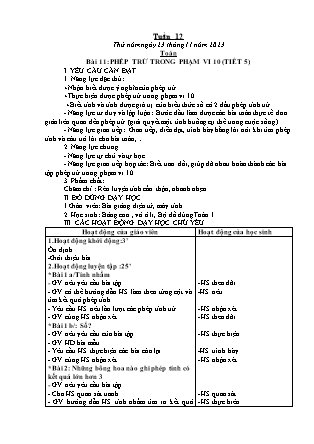 Kế hoạch bài dạy Lớp 1 - Tuần 12 (Thứ 5+6) - Năm học 2023-2024 - Hoàng Thị Hồ Lam