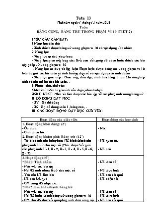 Kế hoạch bài dạy Lớp 1 - Tuần 13 (Thứ 5+6) - Năm học 2022-2023 - Hoàng Thị Hồ Lam