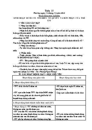 Kế hoạch bài dạy Lớp 1 - Tuần 15 (Thứ 2+3+4) - Năm học 2022-2023 - Nguyễn Thị Hải Trường