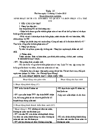 Kế hoạch bài dạy Lớp 1 - Tuần 15 (Thứ 2+3+4) - Năm học 2022-2023 - Trần Thị Hảo