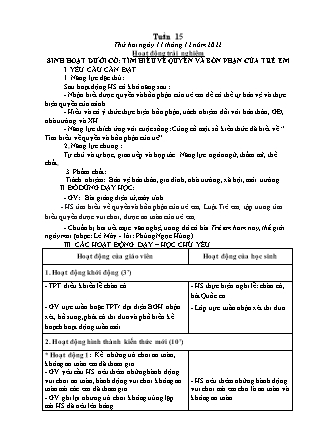 Kế hoạch bài dạy Lớp 1 - Tuần 15 (Thứ 2+3+4) - Năm học 2023-2024 - Trần Thị Hảo
