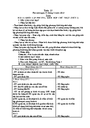 Kế hoạch bài dạy Lớp 1 - Tuần 15 (Thứ 5+6) - Năm học 2023-2024 - Hoàng Thị Hồ Lam
