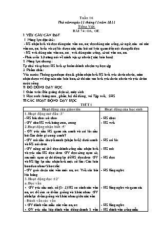 Kế hoạch bài dạy Lớp 1 - Tuần 17 (Thứ 5+6) - Năm học 2022-2023 - Trần Thị Hảo