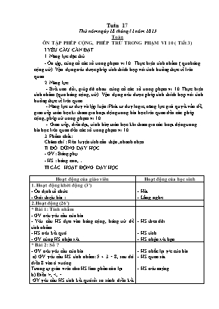 Kế hoạch bài dạy Lớp 1 - Tuần 17 (Thứ 5+6) - Năm học 2023-2024 - Hoàng Thị Hồ Lam