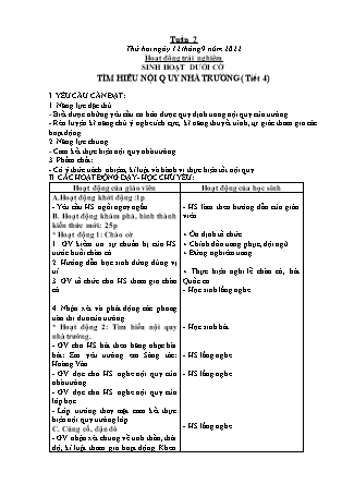 Kế hoạch bài dạy Lớp 1 - Tuần 2 (Thứ 2+3+4) - Năm học 2022-2023 - Hoàng Thị Hồ Lam