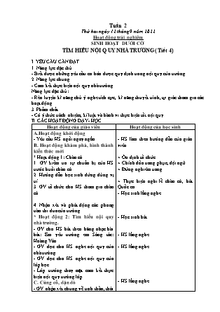 Kế hoạch bài dạy Lớp 1 - Tuần 2 (Thứ 2+3+4) - Năm học 2022-2023 - Nguyễn Thị Hải Trường