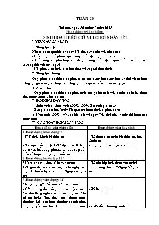 Kế hoạch bài dạy Lớp 1 - Tuần 20 (Thứ 2+3+4) - Năm học 2022-2023 - Nguyễn Thị Hải Trường