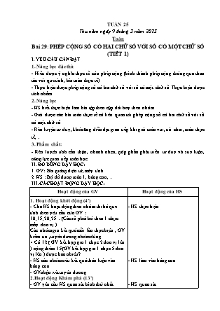 Kế hoạch bài dạy Lớp 1 - Tuần 25 (Thứ 5+6) - Năm học 2022-2023 - Nguyễn Thị Hải Trường
