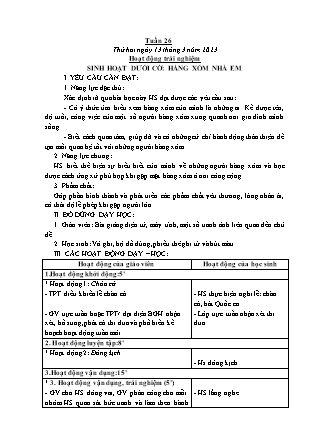 Kế hoạch bài dạy Lớp 1 - Tuần 26 (Thứ 2+3+4) - Năm học 2022-2023 - Hoàng Thị Hồ Lam