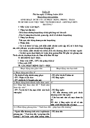 Kế hoạch bài dạy Lớp 1 - Tuần 28 (Thứ 2+3+4) - Năm học 2023-2024 - Hoàng Thị Hồ Lam