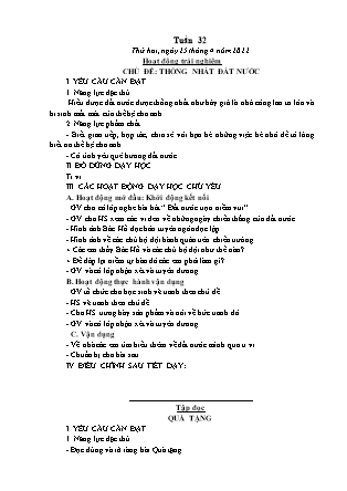 Kế hoạch bài dạy Lớp 1 - Tuần 32 - Năm học 2021-2022 - Hoàng Thị Hồ Lam