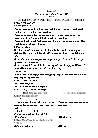 Kế hoạch bài dạy Lớp 1 - Tuần 32 (Thứ 5+6) - Năm học 2023-2024 - Hoàng Thị Hồ Lam