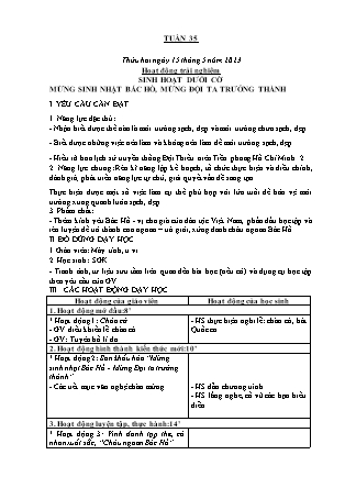 Kế hoạch bài dạy Lớp 1 - Tuần 35(Thứ 2+3+4) - Năm học 2022-2023 - Trần Thị Hảo