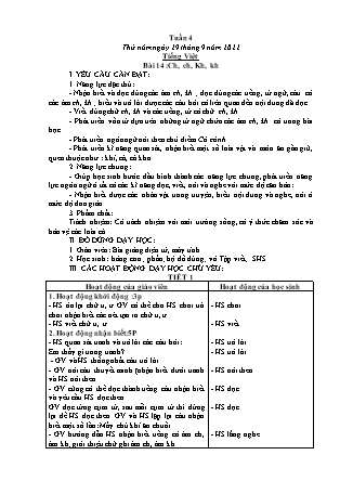 Kế hoạch bài dạy Lớp 1 - Tuần 4 - Năm học 2022-2023 - Nguyễn Thị Lê