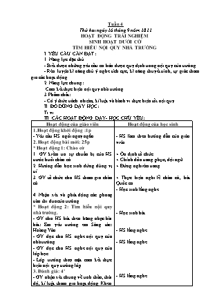Kế hoạch bài dạy Lớp 1 - Tuần 4 (Thứ 2+3+4) - Năm học 2022-2023 - Hoàng Thị Hồ Lam