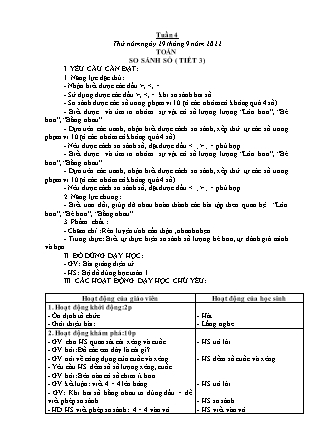 Kế hoạch bài dạy Lớp 1 - Tuần 4 (Thứ 5+6) - Năm học 2022-2023 - Hoàng Thị Hồ Lam