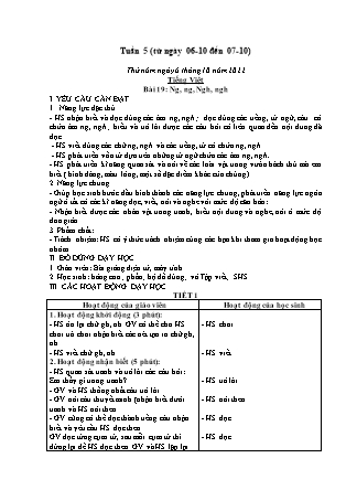 Kế hoạch bài dạy Lớp 1 - Tuần 5 (Thứ 5+6) - Năm học 2022-2023 - Trần Thị Hảo