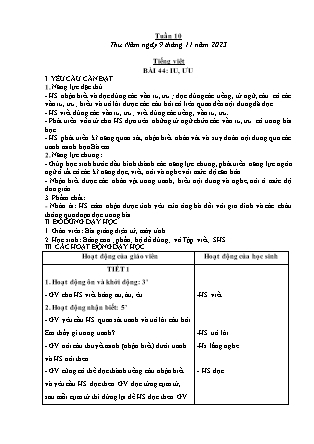 Kế hoạch bài dạy Tiếng Việt, Toán Lớp 1 - Tuần 10 (Thứ 5+6) - Năm học 2023-2024 - Nguyễn Thị Lê