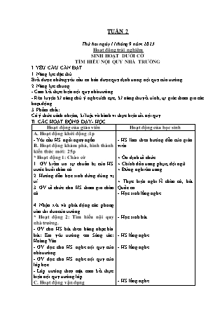 Kế hoạch bài dạy Tiếng Việt, Toán Lớp 1 - Tuần 2 (Thứ 2+3+4) - Năm học 2023-2024 - Nguyễn Thị Lê