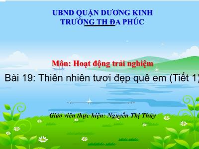 Bài giảng HĐTN 1 - Bài 19: Thiên nhiên tươi đẹp quê em (Tiết 1)(Nguyễn Thị Thủy)