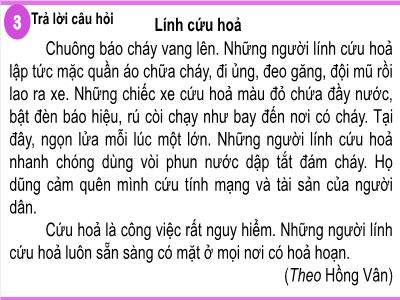 Bài giảng Tiếng Việt 1 - Bài 2: Lính cứu hoả (Tiết 2)(Đặng Thị San)