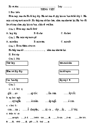 Bài tập ôn tập Tiếng Việt 1 - Tuần 12