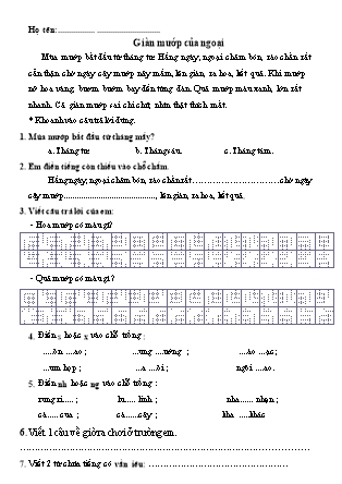 Bài tập ôn tập Tiếng Việt 1 - Tuần 28